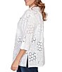 Ruby Rd. Plus Size Woven Eyelet Embroidery Collared V-Neck 3/4 Roll-tab Sleeve Button-Front Shirt - Image 4