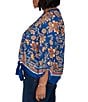 Ruby Rd. Plus Size Woven Floral Vines V-Neck 3/4 Sleeve Top - Image 4