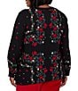 Ruby Rd. Plus Size Woven Matte Floral Band Collar Long Sleeve Button Front Shirt - Image 2