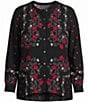 Ruby Rd. Plus Size Woven Matte Floral Band Collar Long Sleeve Button Front Shirt - Image 4