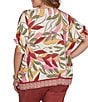 Ruby Rd. Plus Size Woven Sedona Scoop Neck Short Elasticated Sleeve Top - Image 2