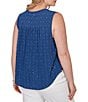 Ruby Rd. Plus Size Woven Split V-Neck Sleeveless Button Tie-Front Eyelet Top - Image 2