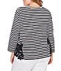 Ruby Rd. Plus Size Yarn-Dyed Cotton Jersey Knit Stripe Lace Applique Top - Image 2