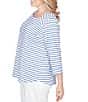 Ruby Rd. Plus Size Yarn-Dyed Cotton Jersey Striped Square Neck 3/4 Sleeve Tee Top - Image 3