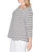 Ruby Rd. Plus Size Yarn-Dyed Cotton Jersey Striped Square Neck 3/4 Sleeve Tee Top - Image 6