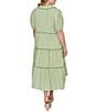Ruby Rd. Plus Size Yarn-Dyed Textured Stripe Contrast Trim Tiered Midi Dress - Image 2