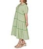 Ruby Rd. Plus Size Yarn-Dyed Textured Stripe Contrast Trim Tiered Midi Dress - Image 3