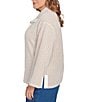 Ruby Rd. Plus Size Zig-Zag High Mock Neck Long Sleeve Knit Top, Color:Biscotti/Ivory Combo - Image 3