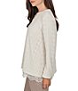 Ruby Rd. Pointelle Chenille Knit Round Neck Long Sleeve Top - Image 3