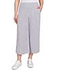 Ruby Rd. Puckered Stripe Knit Wide Leg Pull-On Pants, Color:Black/White - Image 1
