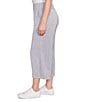 Ruby Rd. Puckered Stripe Knit Wide Leg Pull-On Pants, Color:Black/White - Image 3