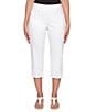 Color:White - Image 1 - Pull-On Extra Stretch Denim Capri Jeans