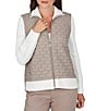 Ruby Rd. Quilted Cable Knit Spread Collar Long Sleeve Zip Front Jacket - Image 1