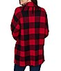 Ruby Rd. Red Black Buffalo Plaid Shawl Collar Long Sleeve Fringe Open Front Cardigan - Image 2