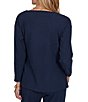Ruby Rd. Ribbed Knit Boat Neck Long Sleeve Ruched Side Tie Top - Image 2