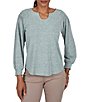 Ruby Rd. Ribbed Knit Horseshoe Neck Long Sleeve Combo Top - Image 1