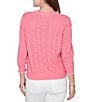 Ruby Rd. Ruffle V-Neck 3/4 Sleeve Button-Front Pointelle Cardigan - Image 2