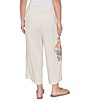 Ruby Rd. Sand-Washed Linen Floral Placement Print Wide Leg Pull-On Coordinating Cropped Pants - Image 2
