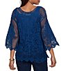 Ruby Rd. Scoop Neck 3/4 Sleeve Medallion Crochet Lace Top - Image 2