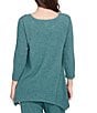 Ruby Rd. Scoop Neck 3/4 Sleeve Sharkbite Hem Knit Top, Color:Teal Heather - Image 2