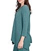Ruby Rd. Scoop Neck 3/4 Sleeve Sharkbite Hem Knit Top, Color:Teal Heather - Image 3