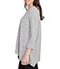 Ruby Rd. Scoop Neck 3/4 Sleeve Sharkbite Hem Knit Top, Color:Grey Heather - Image 3