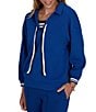 Ruby Rd. Coordinating Scuba Pique Point Collar 3/4 Sleeve Stripe Trim Pullover - Image 3