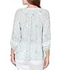 Ruby Rd. Silky Gauze Floral Split V-Neck 3/4 Sleeve Button-Front Blouse - Image 2
