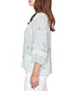 Ruby Rd. Silky Gauze Floral Split V-Neck 3/4 Sleeve Button-Front Blouse - Image 4