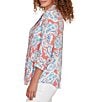 Ruby Rd. Silky Gauze Paisley Split V-Neck 3/4 Sleeve Button Front Top - Image 3