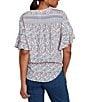 Ruby Rd. Silky Voile Printed Round Neck Short Flutter Sleeve Tie-Front Top, Color:Blue Sky Multi - Image 2