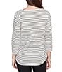 Ruby Rd. Soft Cotton Blend Stripe #double;Pups Season Vibes#double; 3/4 Sleeve Top, Color:Black Multi - Image 2