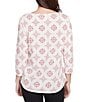 Ruby Rd. Soft Cotton Blend Winter Wonderland Snowflake Print Top, Color:Lipstick Multi - Image 2