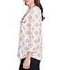 Ruby Rd. Soft Cotton Blend Winter Wonderland Snowflake Print Top, Color:Lipstick Multi - Image 3