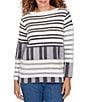 Ruby Rd. Soft Eyelash Knit Stripe Boat Neck Long Sleeve Sweater, Color:Ivory/Multi - Image 1