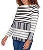 Ruby Rd. Soft Eyelash Knit Stripe Boat Neck Long Sleeve Sweater, Color:Ivory/Multi - Image 4