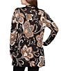 Ruby Rd. Soft Fine-Gauge Jacquard Knit Floral Long Sleeve Open-Front Cardigan, Color:Black Multi - Image 2
