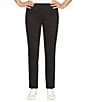 Color:Black - Image 1 - Soft Hand Twill Mid Rise Straight Leg Pull-On Ankle Pants