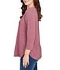 Ruby Rd. Soft Hatchi Knit Keyhole Neck 3/4 Sleeve Top, Color:Raisin - Image 3