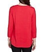 Ruby Rd. Soft Jersey Knit Embellished Scoop Neck 3/4 Sleeve Top, Color:Cherry - Image 2