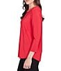 Ruby Rd. Soft Jersey Knit Embellished Scoop Neck 3/4 Sleeve Top, Color:Cherry - Image 3