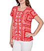 Ruby Rd. Soft Knit Bandana Scoop Neck Short Sleeve Top - Image 6