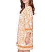 Ruby Rd. Soft Knit Tropical Print Split Round Neck 3/4 Sleeve Shift Dress - Image 3