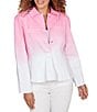 Ruby Rd. Soft Ombre Wash Point Collar Long Sleeve Peplum Denim Jacket - Image 1