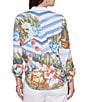 Ruby Rd. Soft Poplin Woven Conversational Print Collared 3/4 Sleeve Picnic Top - Image 2