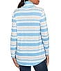 Ruby Rd. Soft Ribbed Knit Stripe Draped Cowl Neck Long Sleeve Top, Color:Bluebell Multi - Image 2