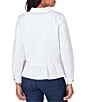 Color:White - Image 2 - Soft Stretch Denim Ruffle Peplum Hem Jacket