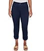 Ruby Rd. Soft Stretch Twill Cuffed Hem Girlfriend Pants, Color:Navy - Image 1