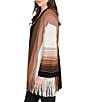 Ruby Rd. Soft Textured Striped 3/4 Sleeve Fringe Hem Open-Front Cardigan, Color:Tan Multi - Image 3