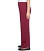 Ruby Rd. Solid Scuba Embroidered Wide Leg Pull-On Pants, Color:Raisin - Image 3